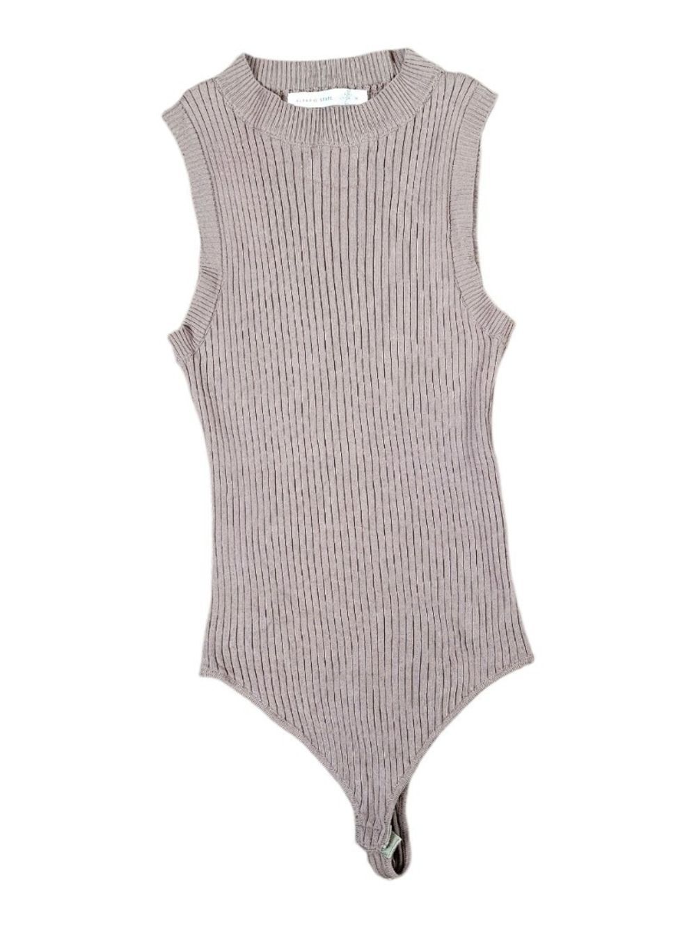 Altar'd State Ribbed Mock Neck Sweater Bodysuit Taupe Beige Size Medium